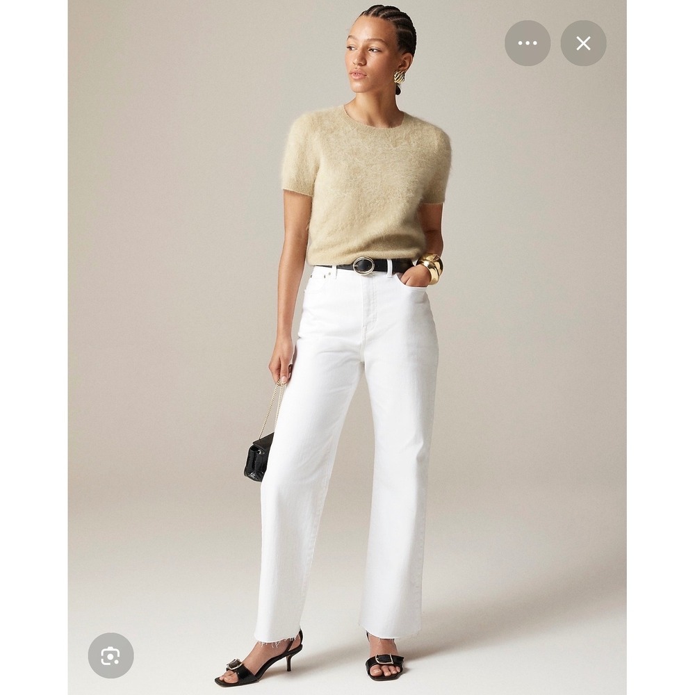 J.Crew 96 Curvy Slim Wide Leg Jeans White‎ Raw Hem CH837 Womens 28 NEW